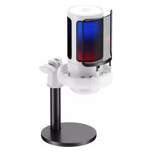 Havit GK50 Live Microphone - Frequency response 30Hz–20kHz - Mute button, adjustable arm stand, RGB lighting - White