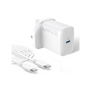  شاحن جداري انكر - B2347K21 - بقوة 20 واط مع كيبل يو اس بي سي الى يو اس بي سي - بطول 1.5 متر - ابيض 