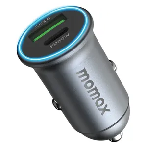  Momax Dual Port Car Charger - 30W Power - Compact Design - Integrated Overcurrent and Overheat Protection 