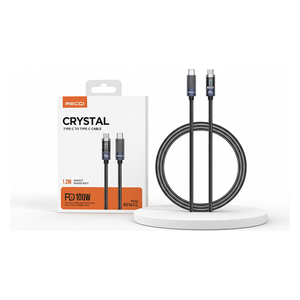  كابل ريسي - RS16CC - تايب-سي إلى تايب-سي - بقدرة 100 واط - طول 1.2 متر - أسود 