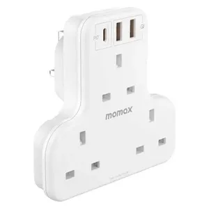  مقبس كهرباء موماكس - تصميم حرف T -  مخارج طاقة 3 - منافذ شحن 3  - حماية ضد زيادة التيار والحرارة 