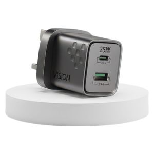  VISION - Wall Charger - 25W - Dual Ports - Silver 