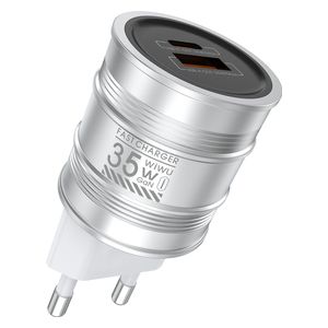 WiWU  Car Charger - 35W - Dual USB-A & USB-C Ports - Silver