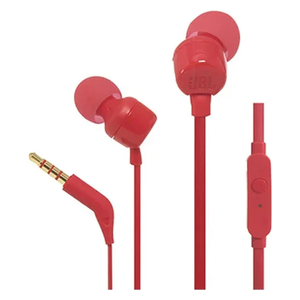 JBL Tune 110 Wired Earphones - Loud and clear sound - Lightweight in-ear design - 1-meter cable - Red