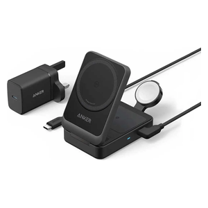  قاعدة شحن أنكر 3 في 1 - شحن 15 واط للهاتف - شحن 5 واط للساعة والسماعات - مدخل 40 واط - اسود 