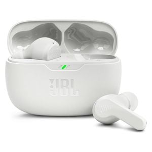 JBL Wave Beam Wireless earbuds - Up to 32 hours of battery life with fast charging - Hands-free calls with voice recognition - White