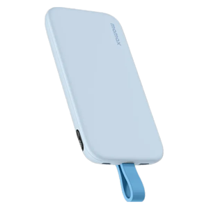 Momax Power Bank - 10000 mAh - 22.5W Fast Charging - Built-in Lightning Cable - Digital Display - Blue