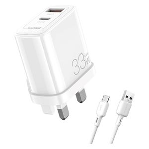 شاحن جداري Oraimo - بقوة 33W - كيبل يو اس بي سي - 1 متر - ابيض