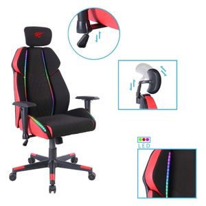  كرسي ألعاب هافيت GC938 - مساند ذراع قابلة للتعديل لارتفاع مناسب - إضاءة LED مدمجة - أحمر 