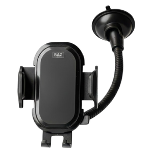 BAZ Car Phone Holder - Mounts to Windshield and Dashboard - 360 Degrees - Black