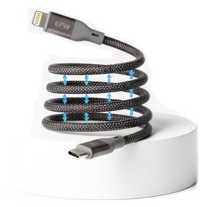 كيبل شحن سريع من باز من نوع يو اس بي سي إلى يو اس بي سي - يوفر شحنًا سريعًا بقدرة 36 ​​واط - بطول متر واحد - رمادي