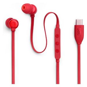 JBL Tune 310C USB-C Wired Earphones - Built-in microphone for hands-free calls - 1.2-meter durable cable - Red