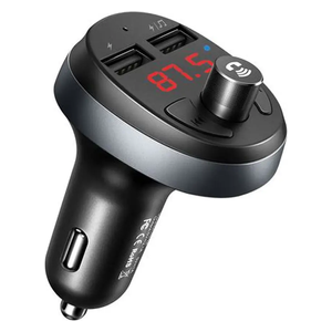  شاحن سيارة مكدودو - وظيفة إرسال FM لتشغيل الموسيقى بدون كيبل على راديو السيارة - تصميم أنيق ومدمج يناسب أي جزء داخلي من السيارة - أسود 