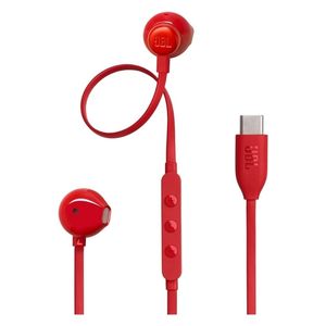 JBL Tune 305C USB-C Wired Earphones - Built-in microphone for hands-free calls - JBL Pure Bass sound with Hi-Res Audio support - Red