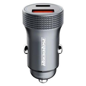 شاحن سيارة روك روز- منفذان - آمن وموثوق - رمادي