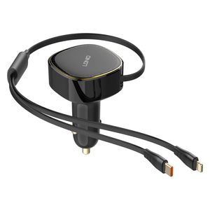  شاحن سيارة لدنيو - شاحن سريع عالي الطاقة بقوة 30 واط - مع كيبل قابل للسحب - أسود 