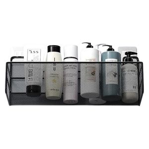  Drill-less Adhesive Metal Bathroom Shelf - Black 