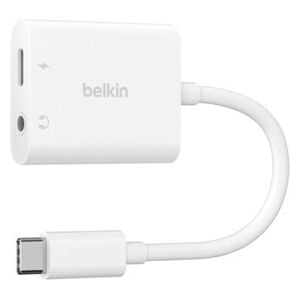 Belkin W01 Adapter - USB-C to 3.5mm Headphone Jack - Clear Sound Quality and Compact Design - White