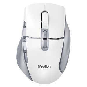 Meetion - Dual-Mode Wireless Mouse - 2400 DPI, Silent Clicks, RGB Backlight - Rechargeable 700mAh Battery - White