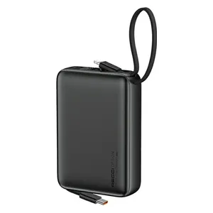  شاحن محمول ريسي مع كيبل لايتينغ - RPB P37 - بطارية بحجم 20000 مللي امبير - بقوة 22.5 واط - اسود 