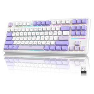 Attack Shark X87 Mechanical Gaming Keyboard - Wireless - 87 Keys - RGB Backlighting - White