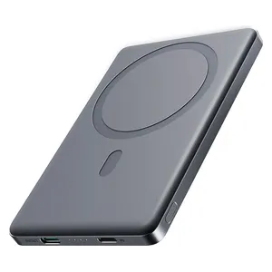  شاحن محمول جوي روم - Magnetic - بطارية بحجم 5000 مللي امبير - بقوة 20 واط - رمادي 