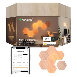  Nanoleaf Elements Hexagons Wall Lighting - Wood Look - 7 Smart Panels 