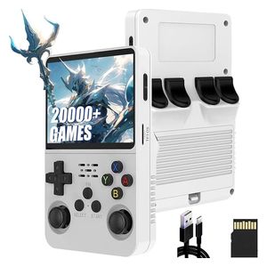  Ari Gaming R36S Handheld Game Console - Retro - 64GB - 3.5-inch Screen - 3500mAh Battery - Supports 21 Emulators - White 