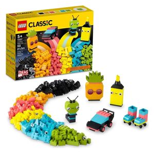 LEGO 11027 Classic Creative Neon Fun - 333 neon pieces in various sizes for a visually striking building experience - Encourages creativity, imagination, and playful storytelling
