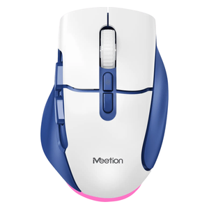 Meetion - Dual-Mode Wireless Mouse - 2400 DPI, Silent Clicks, RGB Backlight - Rechargeable 700mAh Battery - White