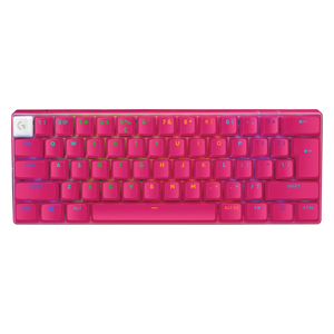  Logitech Pro X 60 Wireless Gaming Keyboard - Side-mounted volume dial for convenient audio control - Double-shot PBT keycaps for long-lasting durability - Magenta 