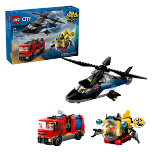 Lego 60462 - Helicopter, Fire Truck & Submarine Remix -  874 LEGO pieces for a rich and rewarding building experience