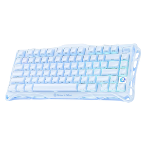  Gravastar Gaming Keyboard - Wireless Mechanical - 79 Keys + Knob - 3-Mode - Aluminum Housing - 8000mAh Battery - RGB Lighting - Blue 
