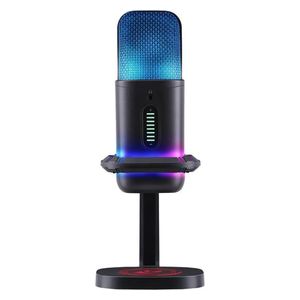 ميكروفون ريدراجون - مكثف للألعاب والبث - إضاءة ار جي بي قابلة للتخصيص - اسود