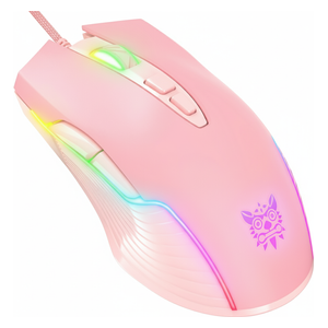  ONIKUMA CW905 Gaming Mouse - Wired - Adjustable RGB Lighting - 7 Buttons - 1.5m - Pink 