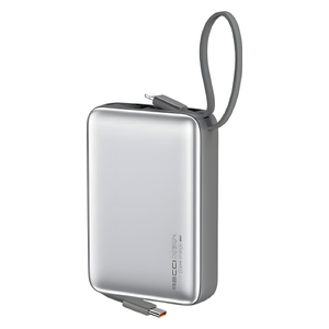  باور بانك ريسيRPB-P63 - سعة 20000mAh - كابلات يو اس بي سي ولايتينغ مدمجة - شاشة LED - رمادي 