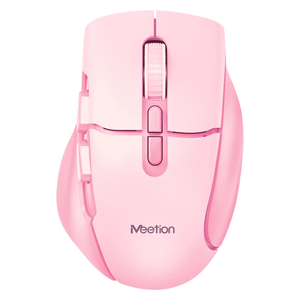 Meetion - Dual-Mode Wireless Mouse - 2400 DPI, Silent Clicks, RGB Backlight - Rechargeable 700mAh Battery - Pink