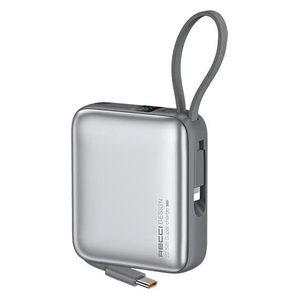  شاحن محمول ريسي مع كيبل يو اس بي سي - Rpb P62 - بطارية بحجم 10000 مللي امبير - بقوة 22.5 واط - سلفر 