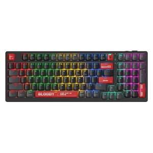  كيبورد العاب ميكانيكي بلودي WS98 ثنائي النواة - استجابة فائقة السرعة للمفاتيح (1 مللي ثانية) - تصميم ألعاب بإضاءة خلفية RGB - أسود 