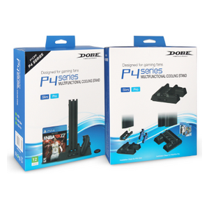 Dobe - PS4 - Charging & Cooling Stand - Multi-functional, Dual Controller - Black
