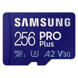  Samsung Pro Plus Memory Card - 256GB - Speed ​​up to 160MB/s, UHS-I U3 A2 V30 Standard - Supports Full HD and 4K UHD Recording 