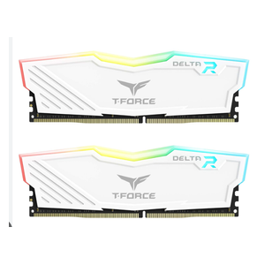  مجموعة رام تيم غروب للكمبيوتر - T Force Delta RGB DDR4 - بحجم 64 كيكابايت (2x32 كيكابايت) - 3600 ميكاهرتز - ابيض 