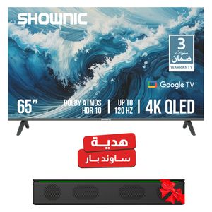  Shownic 65 Inch TS 65AUHGQ - 4K - QLED - 120Hz - Android 14 - Google TV + Sound Bar 