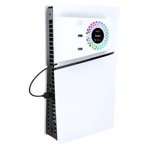  حامل شحن مع مروحة تبريد لجهاز PS5 Slim - أبيض 