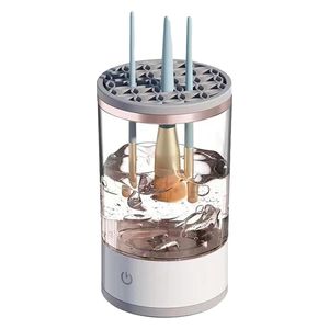  Generic جهاز تنظيف فرش المكياج - USB يعمل، تنظيف وتجفيف سريع، خزان ماء شفاف، مناسب لجميع أحجام الفرش - 20×10 سم، Milky White 