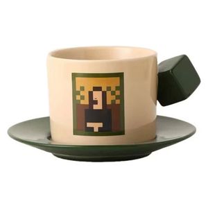  Mona Lisa Ceramic Cup with Saucer - Green 300ml 