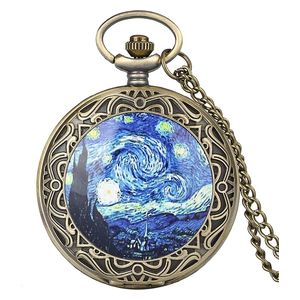  Starry Night Crafts Bronze Pocket Watch Blue 
