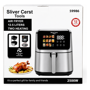  Silver Crest 59986 - Air Fryer - 2500W - 12.5L - Dual Heating - Silver 