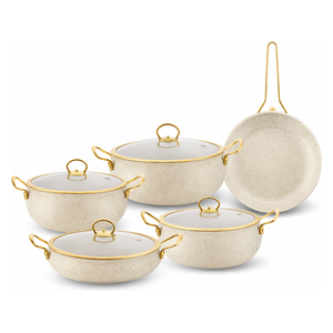 البيت الذهبي طقم ادوات طهي - 9 قطع - LIKE--0621 - بيجي