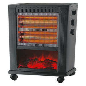 مدفأة كوارتز مع تأثير لهب البيت الذهبي - FH-251 - أسود